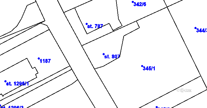Parcela st. 807 v KÚ Broumov, Katastrální mapa