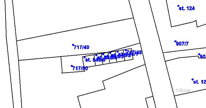 Parcela st. 845/3 v KÚ Broumov, Katastrální mapa