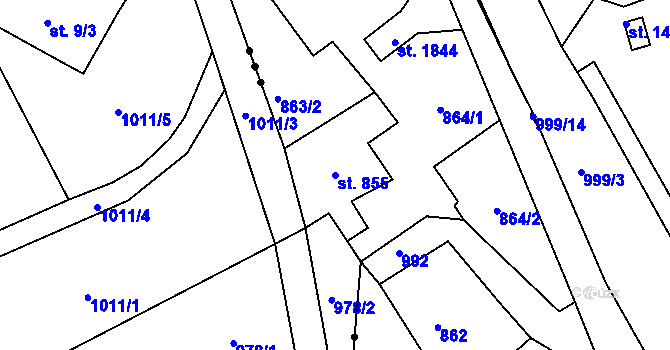 Parcela st. 855 v KÚ Broumov, Katastrální mapa