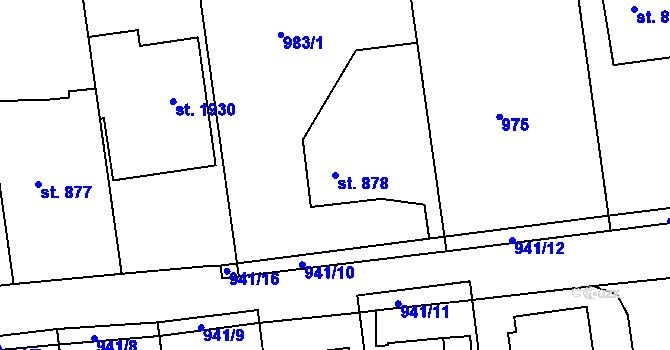Parcela st. 878 v KÚ Broumov, Katastrální mapa