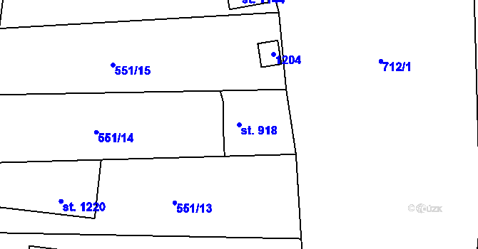 Parcela st. 918 v KÚ Broumov, Katastrální mapa