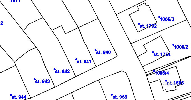 Parcela st. 940 v KÚ Broumov, Katastrální mapa