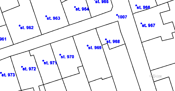 Parcela st. 969 v KÚ Broumov, Katastrální mapa