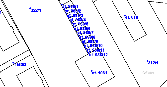 Parcela st. 988/10 v KÚ Broumov, Katastrální mapa