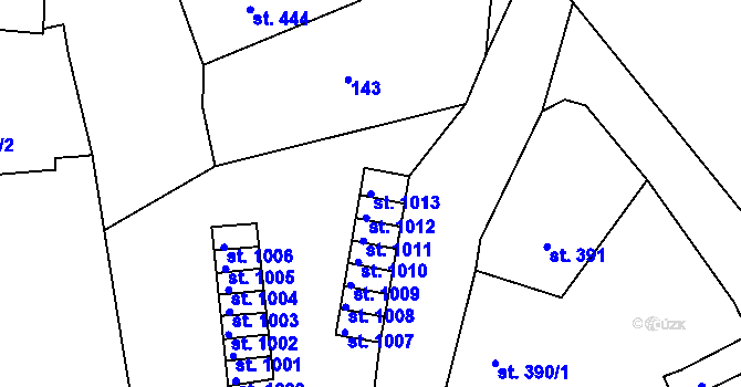 Parcela st. 1013 v KÚ Broumov, Katastrální mapa