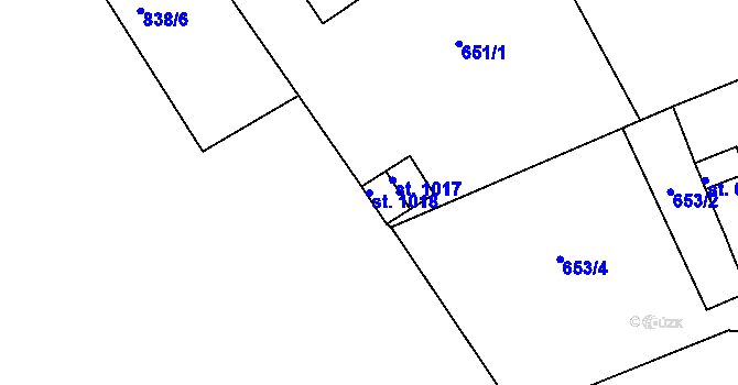 Parcela st. 1018 v KÚ Broumov, Katastrální mapa