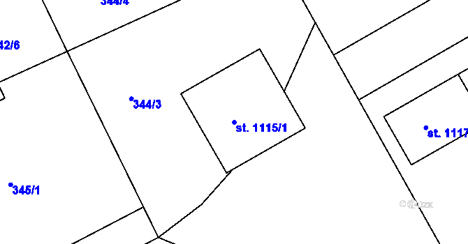 Parcela st. 1115/1 v KÚ Broumov, Katastrální mapa