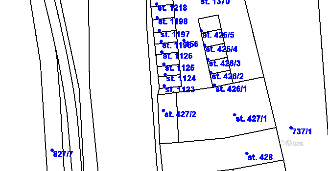 Parcela st. 1123 v KÚ Broumov, Katastrální mapa
