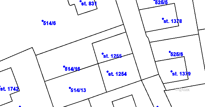 Parcela st. 1255 v KÚ Broumov, Katastrální mapa