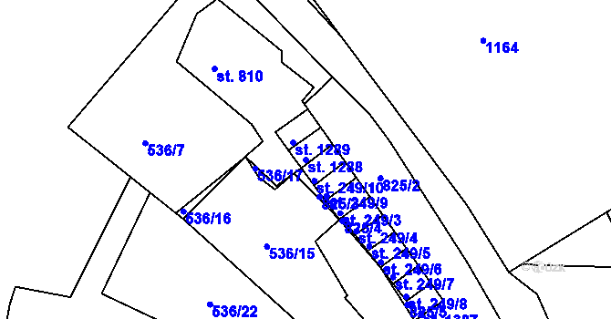 Parcela st. 1288 v KÚ Broumov, Katastrální mapa