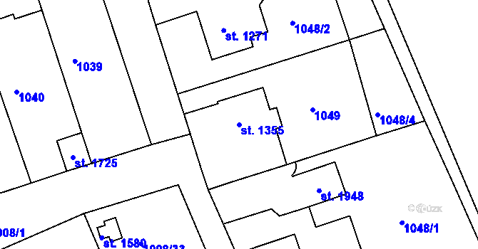 Parcela st. 1355 v KÚ Broumov, Katastrální mapa