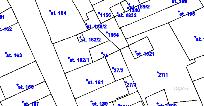 Parcela st. 25 v KÚ Broumov, Katastrální mapa