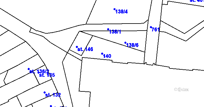 Parcela st. 140 v KÚ Broumov, Katastrální mapa