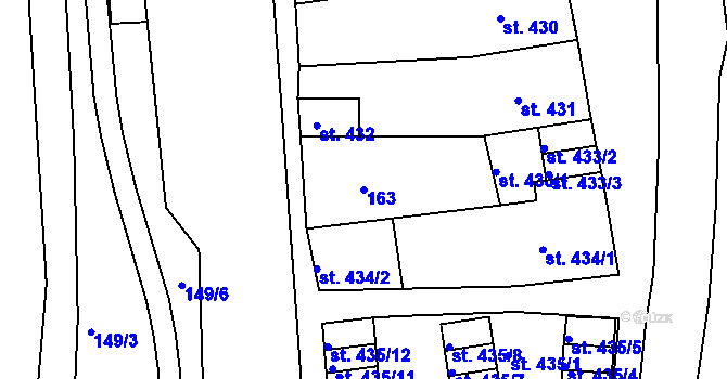 Parcela st. 163 v KÚ Broumov, Katastrální mapa