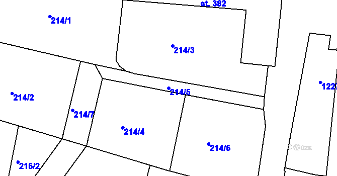 Parcela st. 214/5 v KÚ Broumov, Katastrální mapa