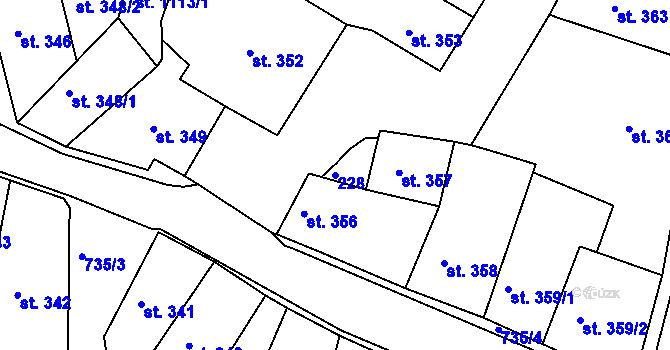 Parcela st. 228 v KÚ Broumov, Katastrální mapa