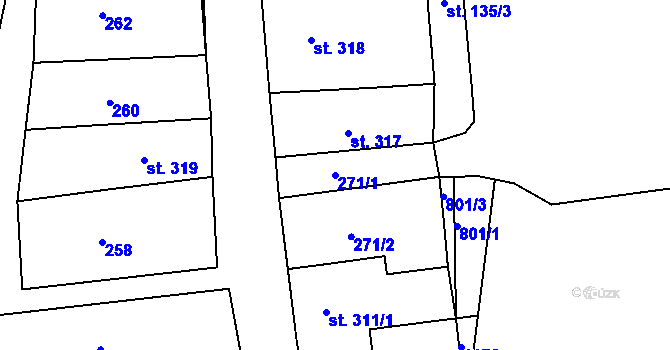 Parcela st. 271/1 v KÚ Broumov, Katastrální mapa