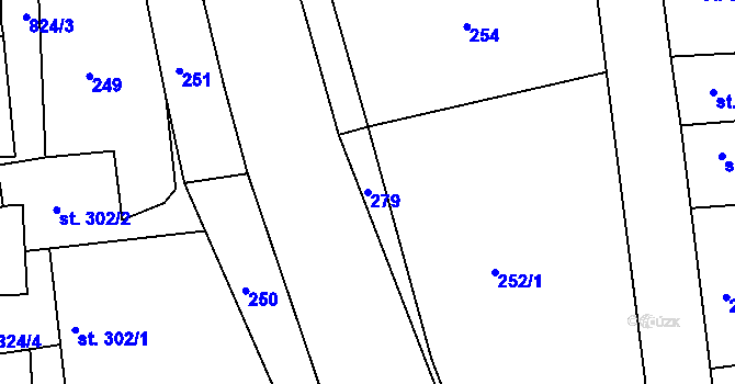 Parcela st. 279 v KÚ Broumov, Katastrální mapa