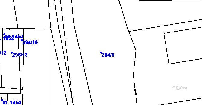 Parcela st. 284/1 v KÚ Broumov, Katastrální mapa