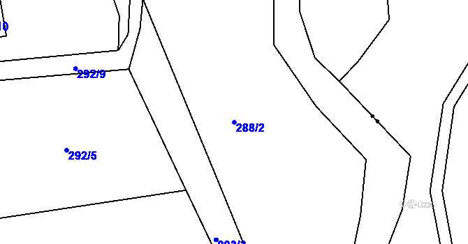 Parcela st. 288/2 v KÚ Broumov, Katastrální mapa
