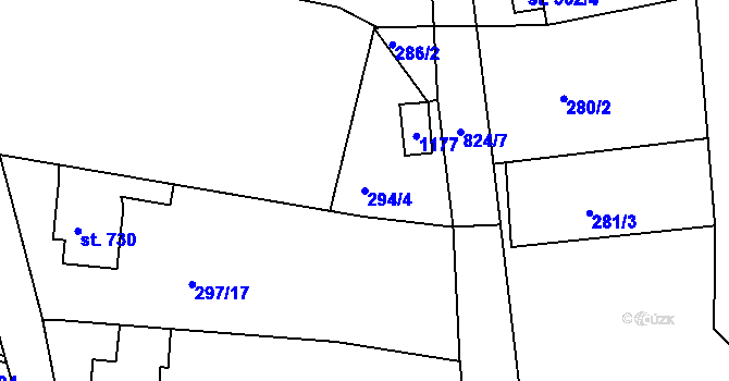 Parcela st. 294/4 v KÚ Broumov, Katastrální mapa