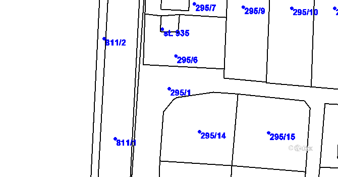 Parcela st. 295/1 v KÚ Broumov, Katastrální mapa