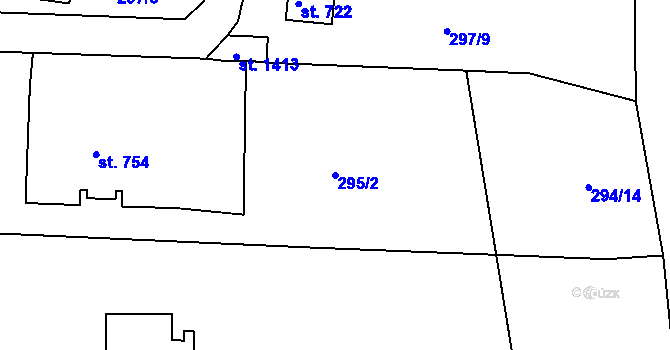 Parcela st. 295/2 v KÚ Broumov, Katastrální mapa