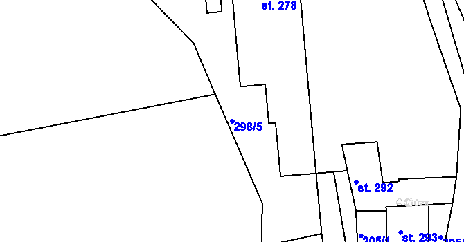 Parcela st. 298/5 v KÚ Broumov, Katastrální mapa