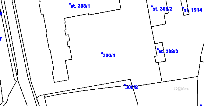 Parcela st. 300/1 v KÚ Broumov, Katastrální mapa