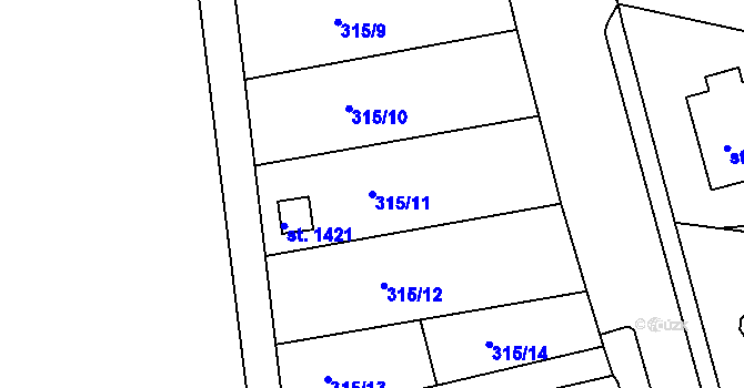 Parcela st. 315/11 v KÚ Broumov, Katastrální mapa