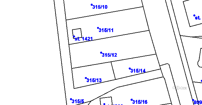 Parcela st. 315/12 v KÚ Broumov, Katastrální mapa
