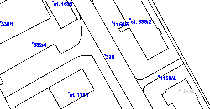 Parcela st. 329 v KÚ Broumov, Katastrální mapa