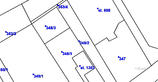 Parcela st. 348/2 v KÚ Broumov, Katastrální mapa