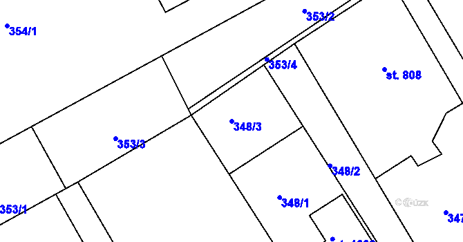 Parcela st. 348/3 v KÚ Broumov, Katastrální mapa