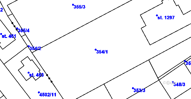 Parcela st. 354/1 v KÚ Broumov, Katastrální mapa