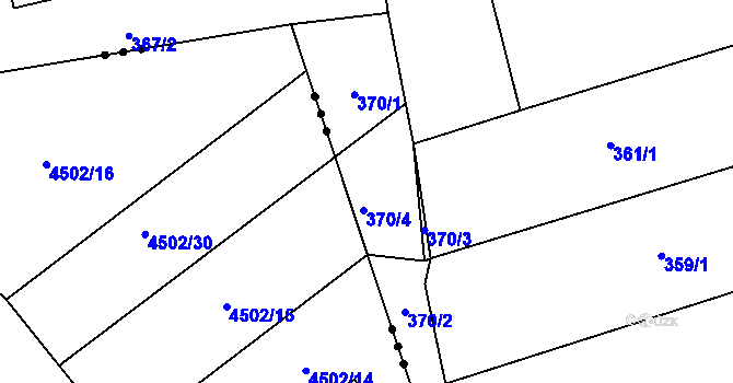 Parcela st. 370 v KÚ Broumov, Katastrální mapa