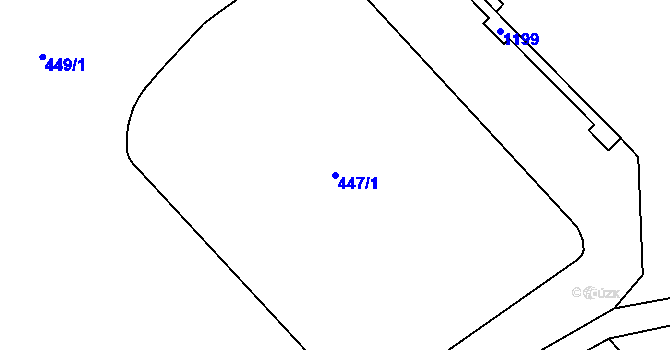 Parcela st. 447/1 v KÚ Broumov, Katastrální mapa