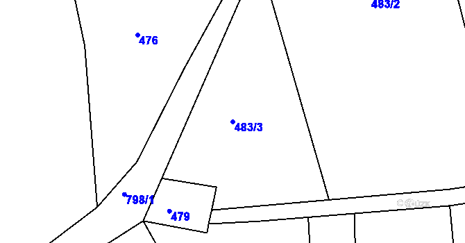 Parcela st. 483/3 v KÚ Broumov, Katastrální mapa