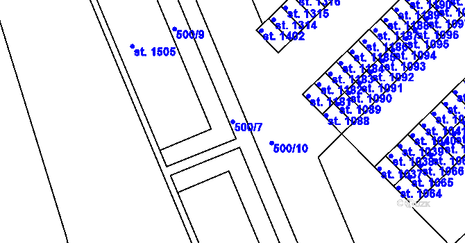 Parcela st. 500/7 v KÚ Broumov, Katastrální mapa