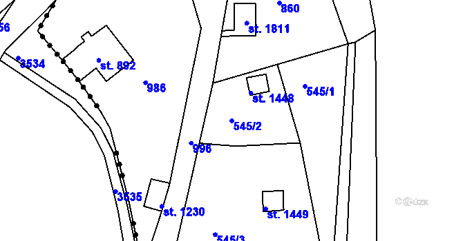 Parcela st. 545/2 v KÚ Broumov, Katastrální mapa