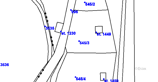 Parcela st. 545/3 v KÚ Broumov, Katastrální mapa