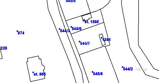 Parcela st. 545/7 v KÚ Broumov, Katastrální mapa