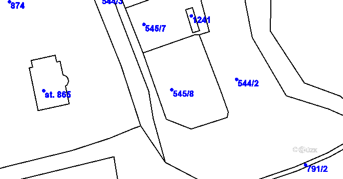 Parcela st. 545/8 v KÚ Broumov, Katastrální mapa
