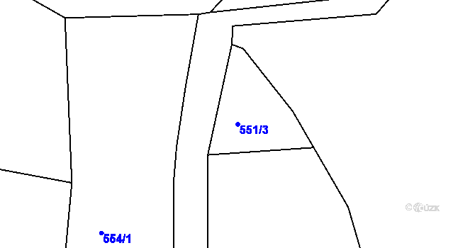 Parcela st. 551/3 v KÚ Broumov, Katastrální mapa
