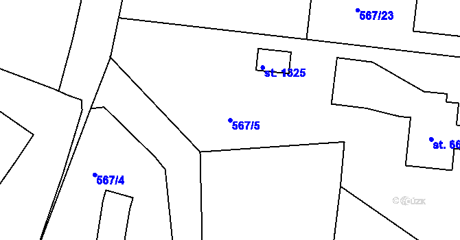Parcela st. 567/5 v KÚ Broumov, Katastrální mapa