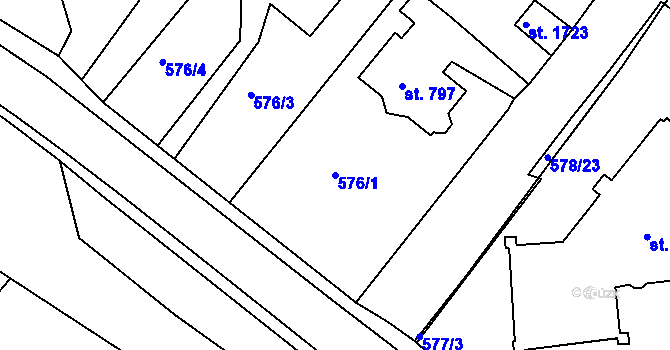 Parcela st. 576/1 v KÚ Broumov, Katastrální mapa