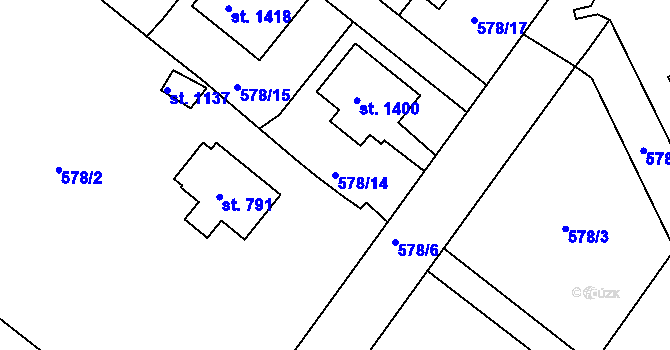 Parcela st. 578/14 v KÚ Broumov, Katastrální mapa