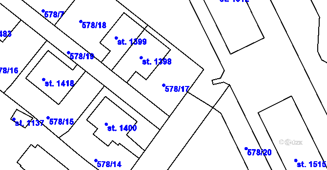 Parcela st. 578/17 v KÚ Broumov, Katastrální mapa