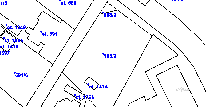 Parcela st. 583/2 v KÚ Broumov, Katastrální mapa