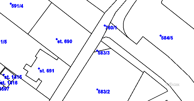 Parcela st. 583/3 v KÚ Broumov, Katastrální mapa